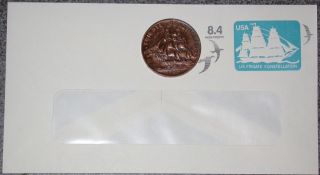 1797 Us Frigate Constellation Copper Medal Coin Struck W Ship Parts Stamp Envl23 photo