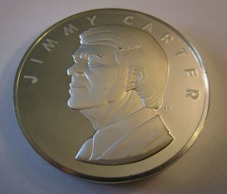 Large Jimmy Carter 6.  4 Troy Ounce.  999 Silver Medal By Franklin photo