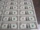 Consecutive Numbers - Lucky 9 ' S - $1 - One Dollar - Sheet Of 32 - Currency - Unc Small Size Notes photo 5