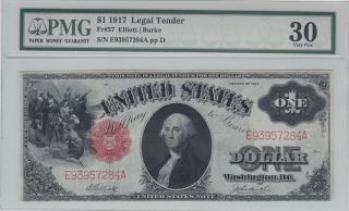 Us$1.  00 - 1917 - Legal Tender - Fr.  37 - Very Fine By Pmg 30 photo