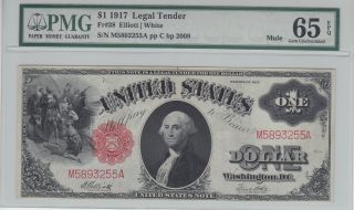 Us$1.  00 - 1917 - Legal Tender - Fr.  38 Mule - Gem Uncirculated Fine By Pmg 65 Epq photo