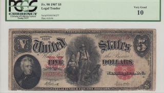 Us$5.  00 - 1907 - Legal Tender - Fr.  90 - Very Good By Pcgs 10 photo