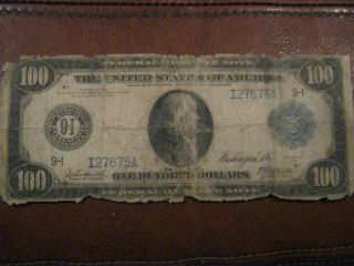 1914 $100 (9 - I) Federal Reserve Note - Fr 1116 - Rare In Any photo