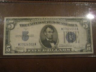 1934 C $5 Silver Certificate - Large Blue Seal photo