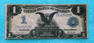 1899 Black Eagle $1 Large Silver Certificate Blue Seal Be1 photo