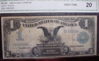 1899 $1 Silver Certificate Fr - 226 Cga Very Fine 20 photo