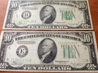 1934 - B $10 Ten Dollars Green Seal Frn Federal Reserve Note Philadelphia,  Pa - Ny photo