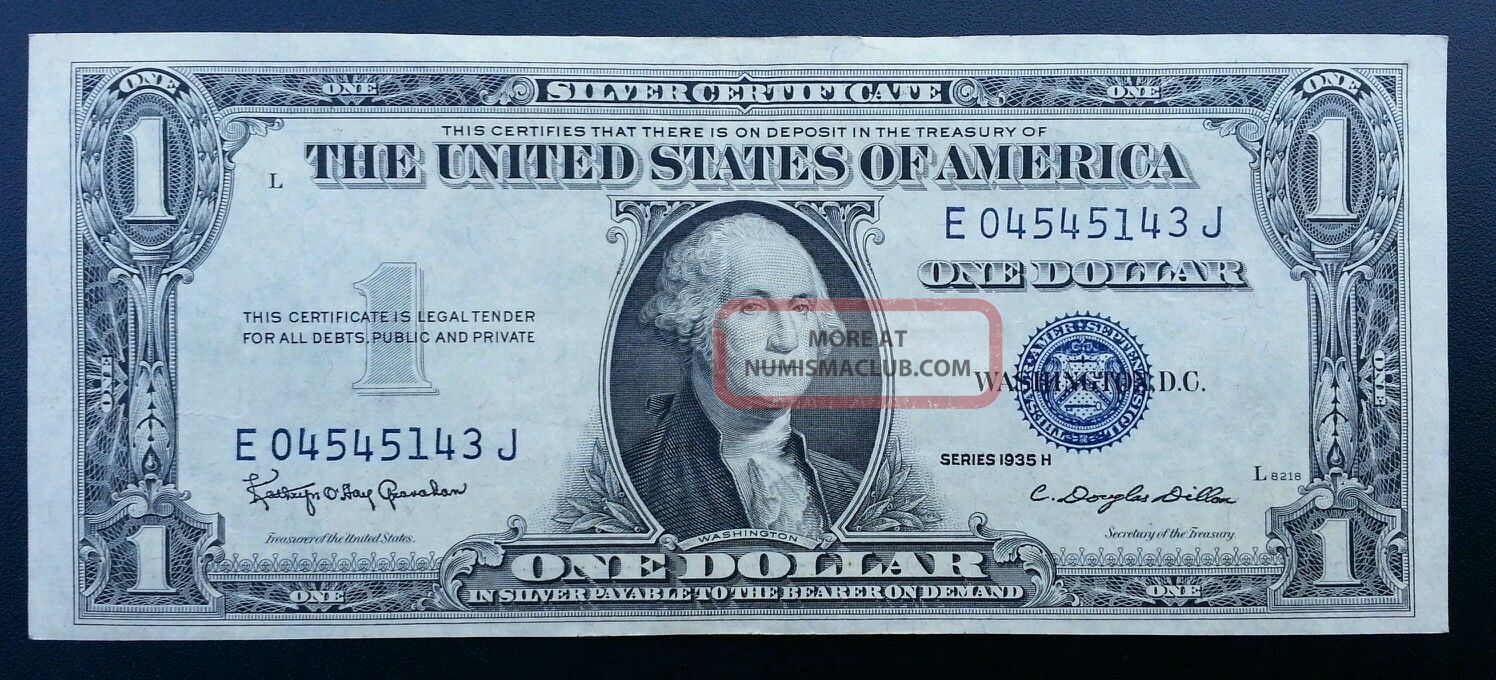 1935 H One Dollar $1bill Blue Seal Note