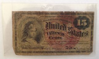 1863 Fractional Currency Note York 15 Cents photo