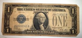 Series 1928 $1 Us Note Silver Seal Funnyback Serial Number J44518567b photo