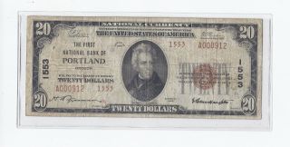 1929 $20 National Bank Of Portland Oregon. photo