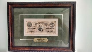 Framed $50 Confederate Note - 1864 - Framed photo