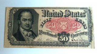 1875 U.  S.  50 Fifty Cents William H.  Crawford Fractional Note Bill Currency photo