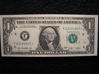 Federal Reserve Star Note $1 2009 Series Atlanta Uncirculated (647) photo