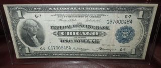 1918 One Dollar National Currency / Chicago / Very / Bill photo