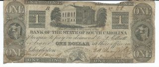 Obsolete Currency Bank Of The State Of South Carolina Charleston $1 1862 Low 68b photo