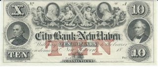 Connecticut City Bank Of Haven $10 Unissued 18xx Gem G86b Plate A photo
