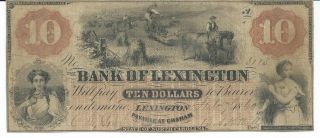 Obsolete Currency North Carolina Bank Of Lexington $10 1860 Signed Issued 3113 photo