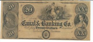 Obsolete Currency Louisiana Canal Bank $20 18xx Unc Not Signed/issued Plate A photo