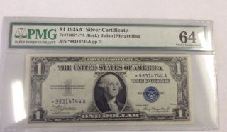 1935 A $1 Silver Certificate Fr 1608 Star Note A Block Pmg Cu 64 Epq photo