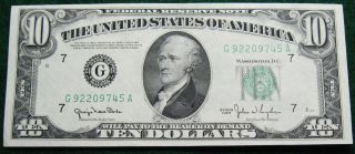 1950 Ten Dollar Federal Reserve Note Grading Choice Cu Chicago 9745a Pm8 photo