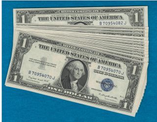 13 1935 G Consecutive & Uncirculated One Dollar Silver Certificates photo