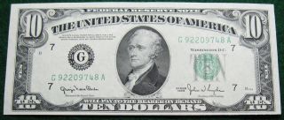 1950 Ten Dollar Federal Reserve Note Grading Choice Cu Chicago 9748a Pm8 photo