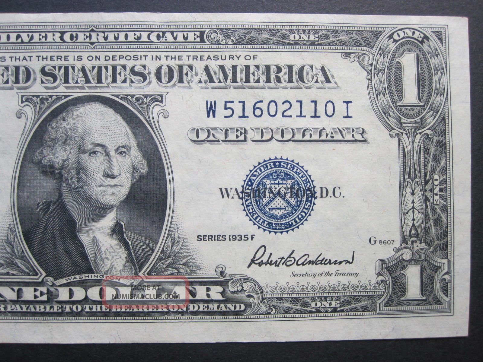 $1 1935f 1 Dollar Crisp Wi Silver Certificate Old Paper Money Blue Seal