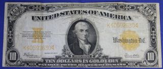 1922 Gold Certificate $10 Large Size Note Currency Fr 1173 photo