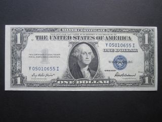 $1 1935f One Dollar Crisp Silver Certificate Y - I Block Paper Money Blue Seal photo