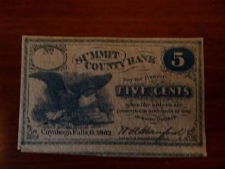 Summit County Bank 5 Cent Note photo