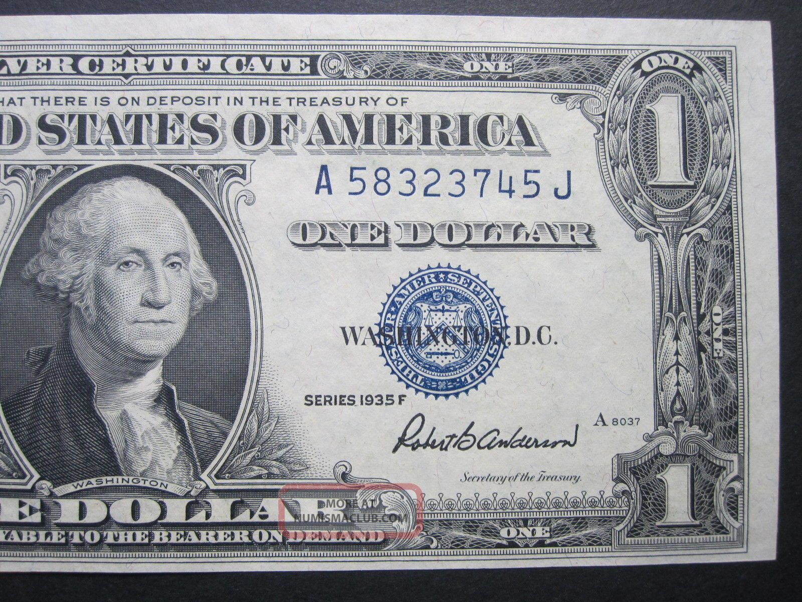 $1 1935f One Dollar Crisp Silver Certificate A J Paper Money Blue