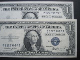 $1 1935f One Dollar Crisp Silver Certificate Old Paper Money Consecutive photo