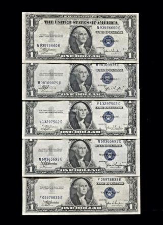 (5) $1 1935c One Dollar Silver Certificates.  Choice Uncirculated Fr.  1612 photo