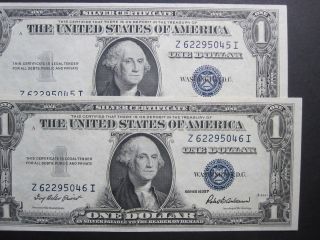 $1 1935f One Dollar Crisp Silver Certificate Old Paper Money Consecutive photo