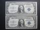 $1 1935f One Dollar Crisp Silver Certificate Old Paper Money Consecutive Small Size Notes photo 1