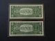 2 - Consecutive Serial 1957 Series 1$ Dollar Silver Certificates Uncirculated Small Size Notes photo 1