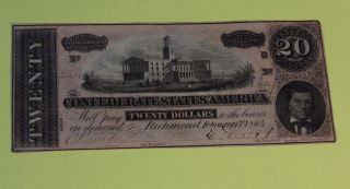 $20 1864 Confederate States Of America Currency,  Richmond photo