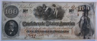 1862 $100 Dollar Au Cu Confederate Us Bank Note Civil War Money Currency 1 photo