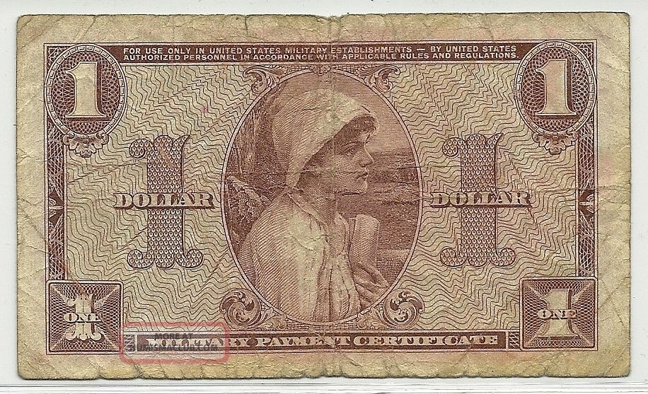 $1 Military Payment Certificate Mpc Series 521 Us Military Note