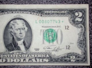 1976 Star Error $2 Federal Reserve Us Two Dollar Note 3rd Print Shift & Miscut 2 photo