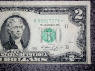 1976 Star Error $2 Federal Reserve Us Two Dollar Note 3rd Print Shift & Miscut 1 photo