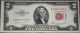 1953b $2 Red Seal Federal Reserve Us Two Dollar Note 3rd Print Shift Error 111 Paper Money: US photo 1