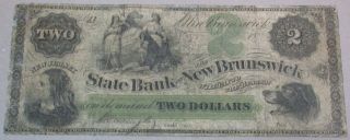 1800 S $2 Dollar Obsolete The State Bank Brunswick Jersey Money Currency photo