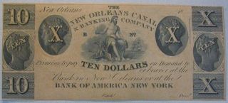 $10 Obsolete 1800 S Era Orleans Bank Of America York La.  Ten Dollar Note photo