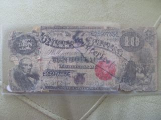 $10 United States Note 1880 Counterfeit Money Poor photo