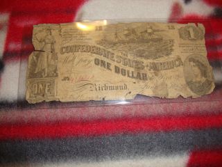 June 2 1862 Confederate States Of America $1 Richmond One Dollar 41440 photo