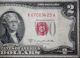1953b $2 Red Seal Federal Reserve Us Two Dollar Note 3rd Print Shift Error 113 Paper Money: US photo 1