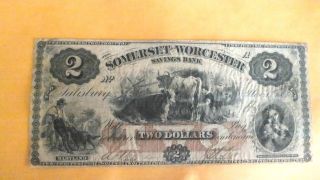 Rare Somerset And Worcester Savings Bank Red Two Dollar photo
