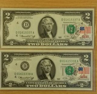First Day Issue Two Dollar Bills 1976 photo